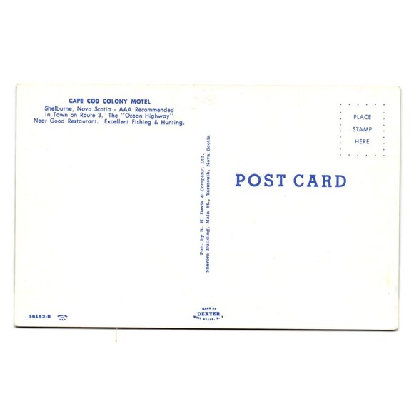 Vintage Cape Cod Colony Motel Postcard Shelburne Nova Scotia - Picture 2 of 2